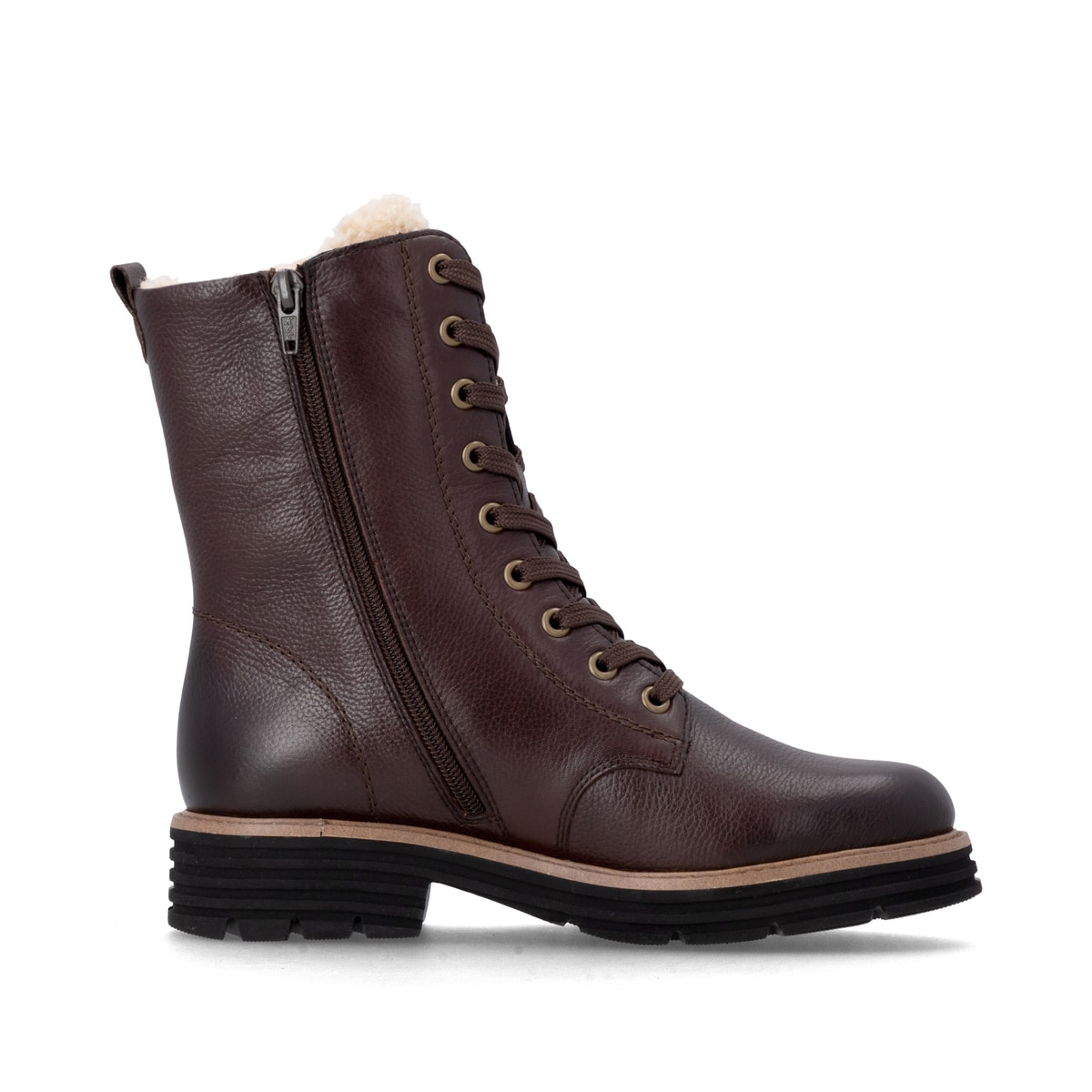 Dunkelbraune remonte Damen Schnürstiefel D3A73-25. Schuh Innenseite.