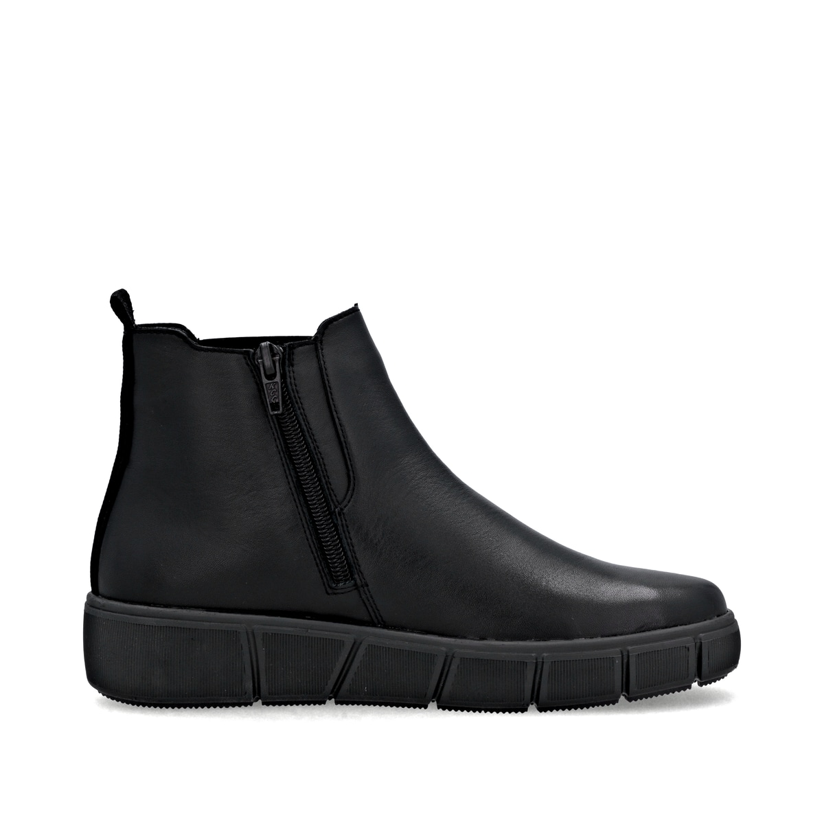 Schwarze remonte Chelsea Boots D1T71-01 mit Reißverschluss sowie Komfortweite G. Schuh Innenseite.