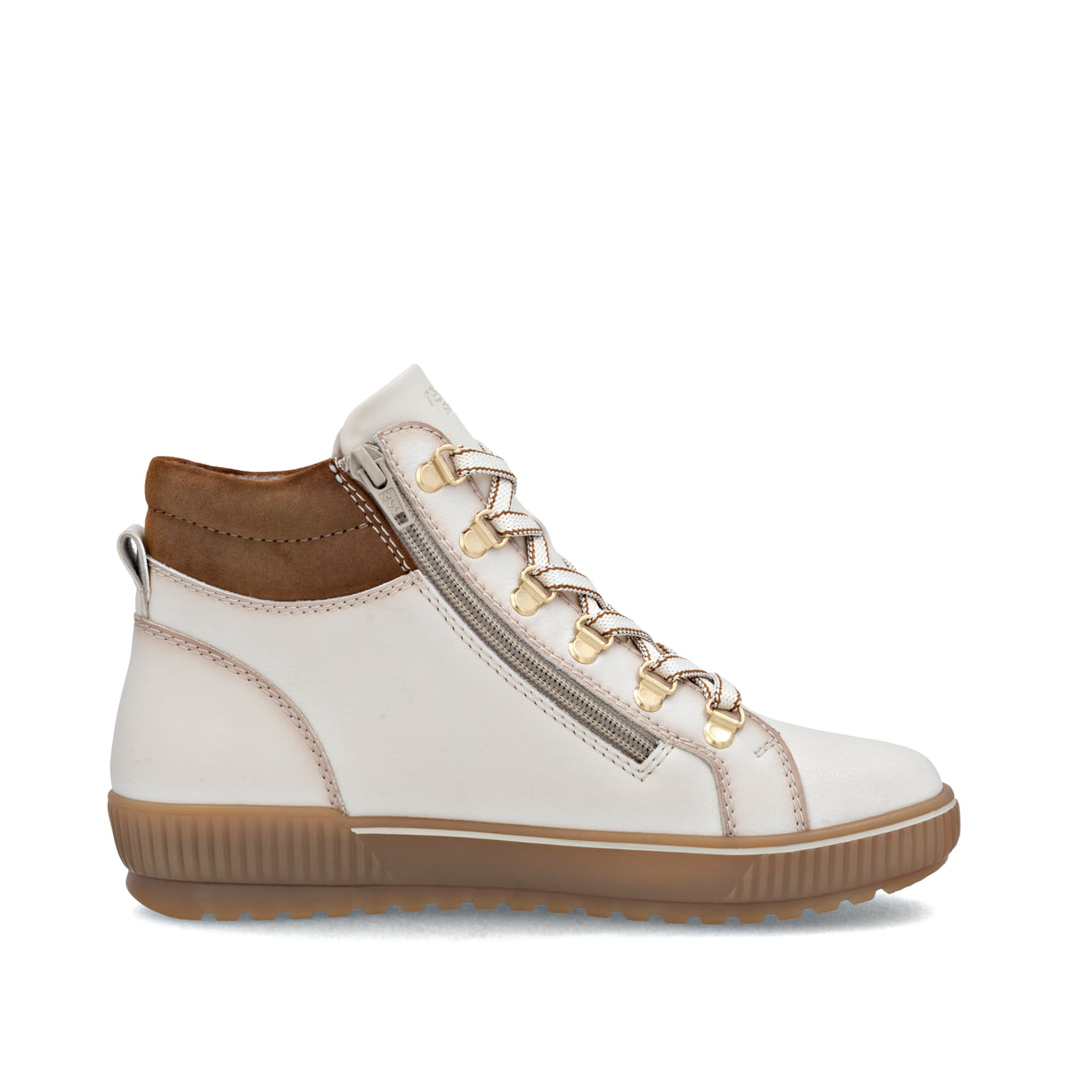 Beige remonte Damen Schnürstiefel D0781-60 mit wasserabweisender TEX-Membran. Schuh Innenseite.
