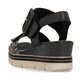 Schwarze remonte Keilsandaletten D2L53-03 mit angesagtem Animal-Print. Schuh von hinten.