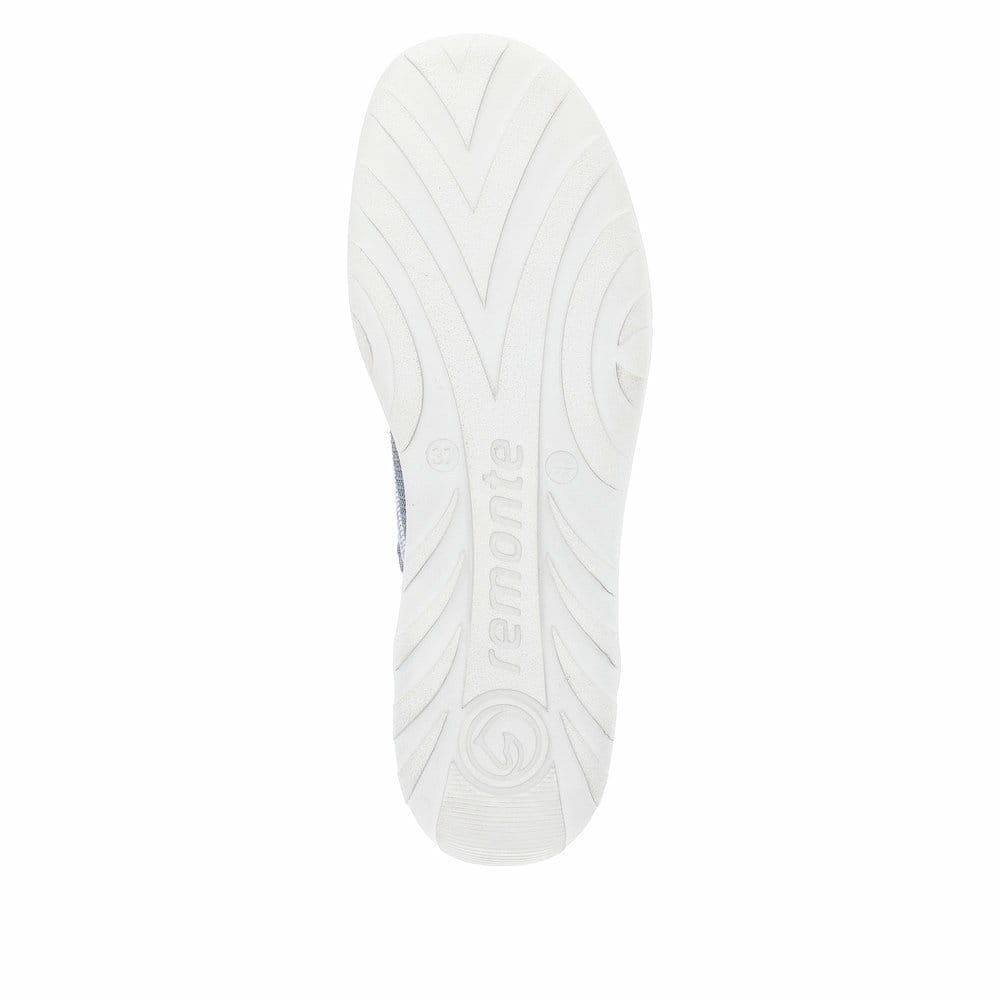 Blaue remonte Damen Slipper R3518-15 mit einem Gummizug sowie der Komfortweite G. Schuh Laufsohle.