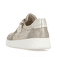 Goldene vegane remonte Damen Sneaker D2E05-60 mit einem Reißverschluss. Schuh von hinten.