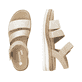 Metallische vegane remonte Riemchensandalen D0Q55-91 mit einem Klettverschluss. Schuh von oben, liegend.
