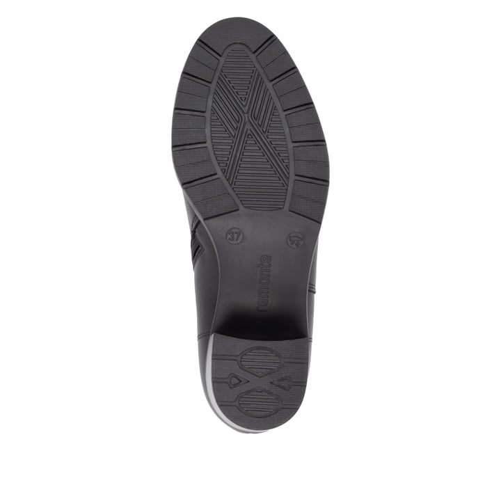Schwarze remonte Damen Stiefeletten D2A73-00 mit einem Reißverschluss. Schuh Laufsohle.