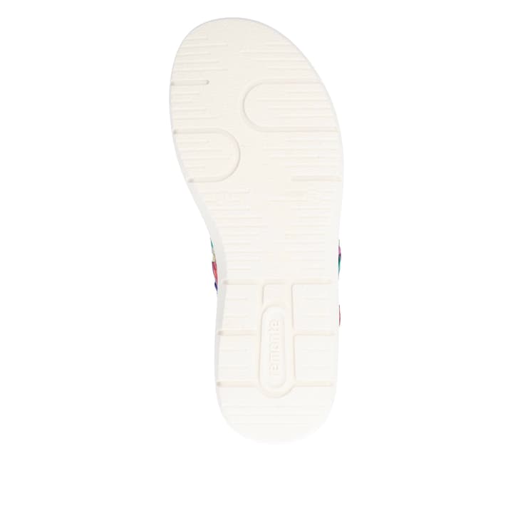Mehrfarbige vegane remonte Riemchensandalen D2K52-90 mit einem Klettverschluss. Schuh Laufsohle.
