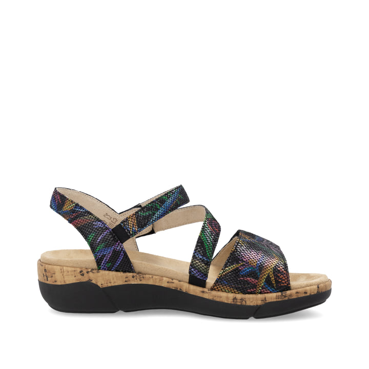 Mehrfarbige remonte Riemchensandalen R6860-91 mit einem Klettverschluss. Schuh Innenseite.