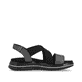 Schwarze remonte Riemchensandalen D1J50-02 mit einem Gummizug. Schuh Innenseite.