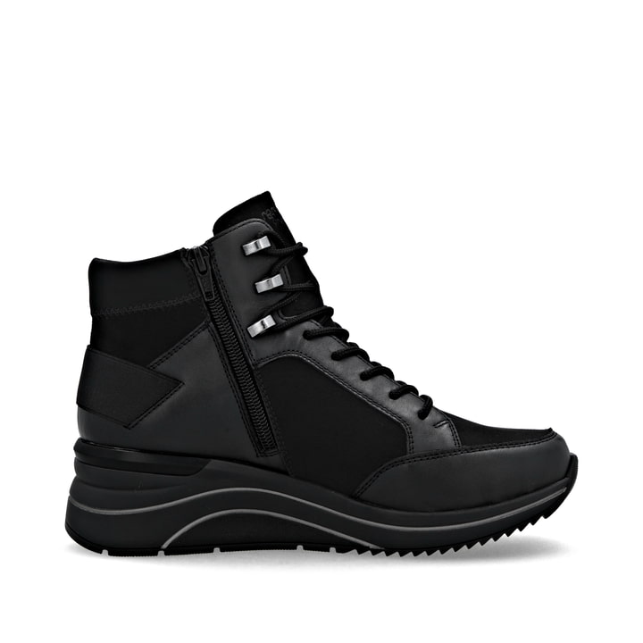 Schwarze remonte Damen Schnürstiefel D0T79-00 mit wasserabweisender TEX-Membran. Schuh Innenseite.