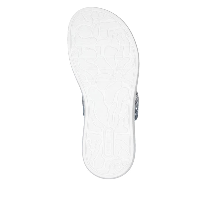 Blaue vegane remonte Damen Pantoletten D2N50-14 mit einem weichen Fußbett. Schuh Laufsohle.