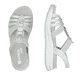Silberne vegane remonte Riemchensandalen D1J60-90 mit einem Gummizug. Schuh von oben, liegend.