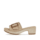Lehmbeige remonte Damen Pantoletten D0N56-60 mit einem Klettverschluss. Schuh Außenseite.