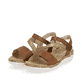 Braune remonte Riemchensandalen R6860-24 mit einem Klettverschluss. Schuhpaar seitlich schräg.