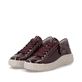 Baskets basses remonte rouges végan pour femmes D3E07-35. Chaussures inclinées sur le côté.
