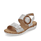 
Cremeweiße remonte Damen Riemchensandalen R6853-92 mit einer leichten Profilsohle. Schuh seitlich schräg
