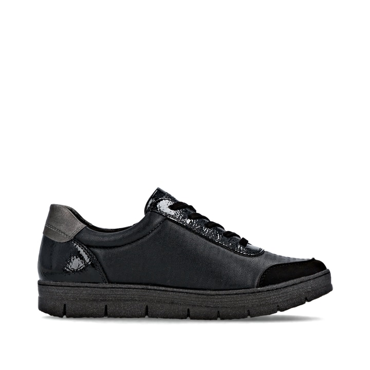 Schwarze remonte Damen Sneaker D5831-04 mit einem Reißverschluss. Schuh Innenseite.