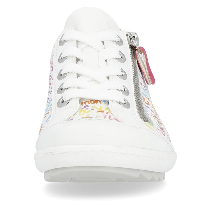 Mehrfarbige remonte Damen Schnürschuhe R1402-80 mit einem Reißverschluss. Schuh von vorne.