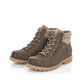 
Asphaltgraue remonte Damen Schnürstiefel D7478-45 mit Schnürung und Reißverschluss. Schuhpaar schräg.