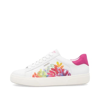 Weiße remonte Damen Sneaker Low D2J00-82 mit Schnürung sowie der Komfortweite G. Schuh Außenseite.