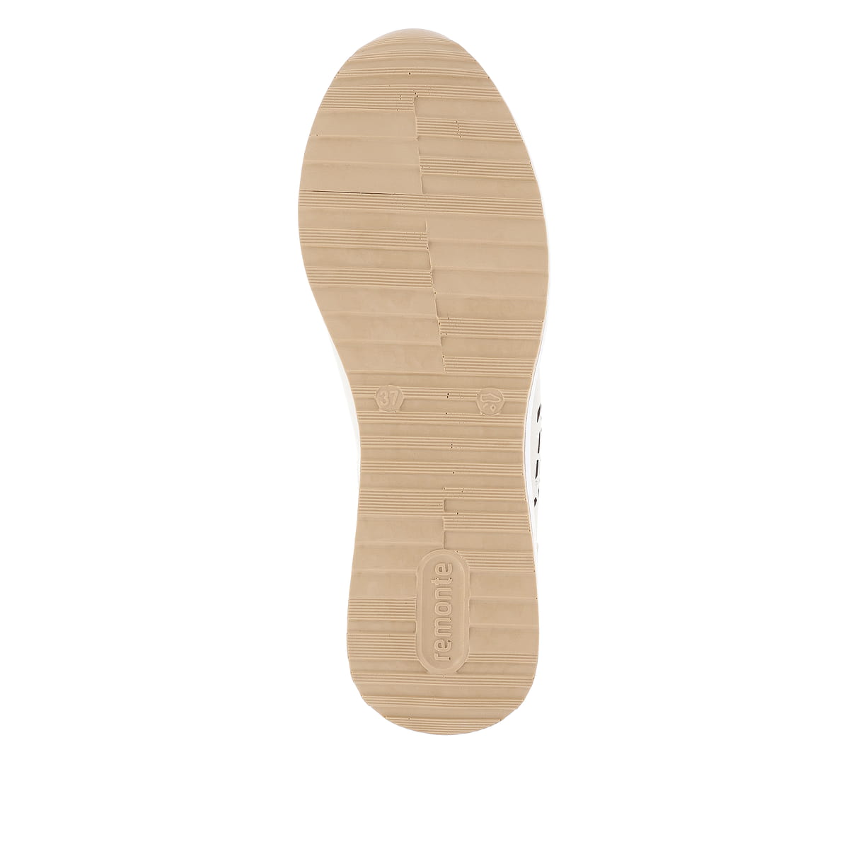 Cremeweiße remonte Damen Sneaker D1G00-81 mit einem Reißverschluss. Schuh Laufsohle.