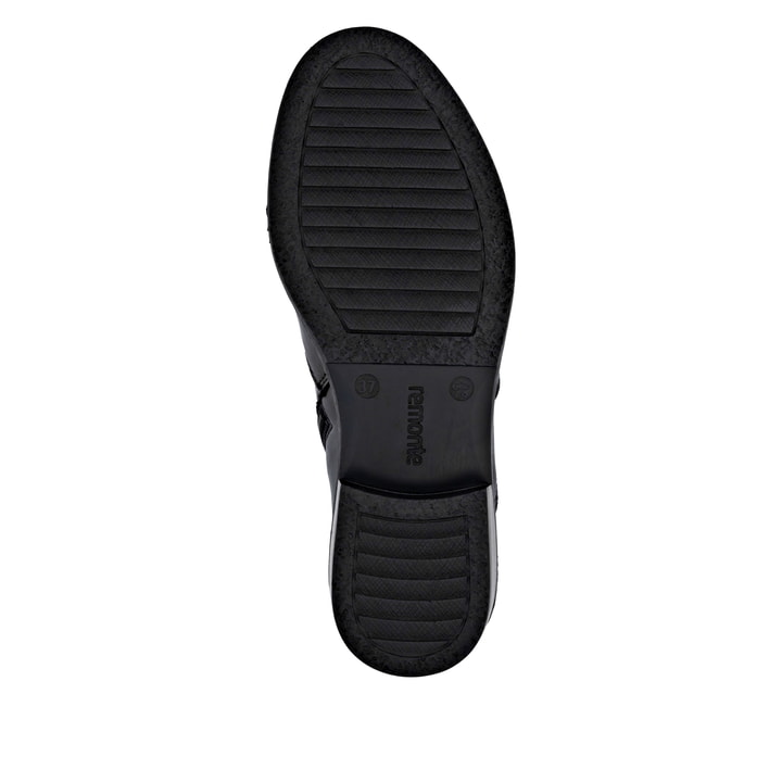 Schwarze remonte Chelsea Boots D0F70-00 mit einem Reißverschluss. Schuh Laufsohle.