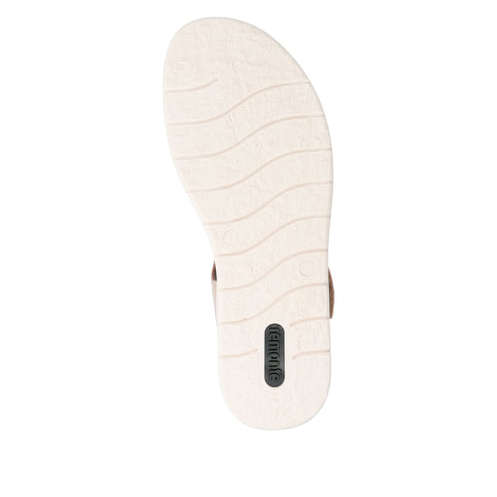 Rosafarbene vegane remonte Riemchensandalen D2058-31 mit einem Klettverschluss. Schuh Laufsohle.