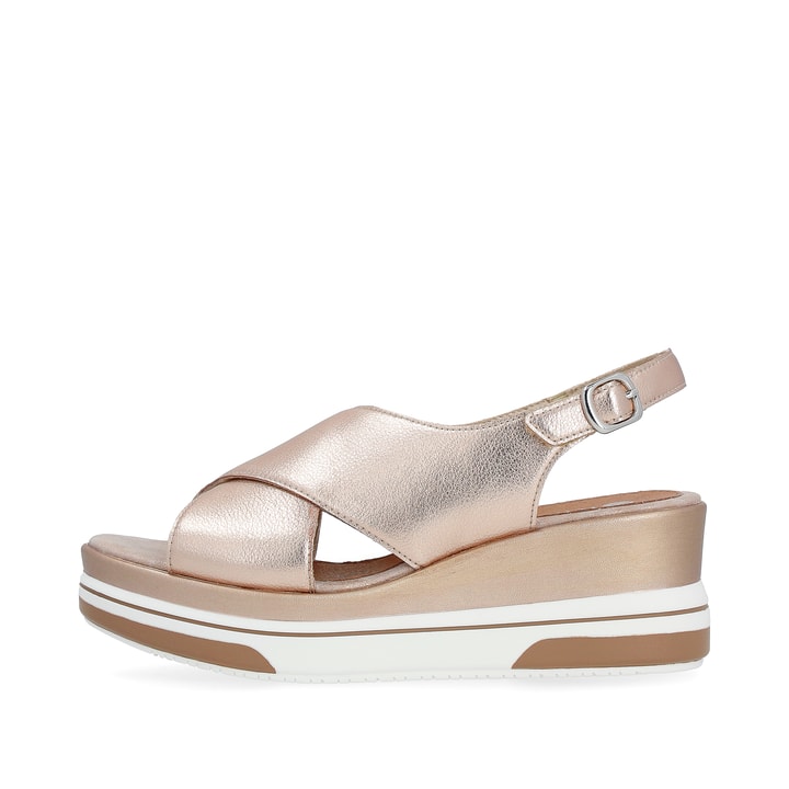 Metallicrosane remonte Keilsandaletten D1P53-31 mit Klettverschluss. Schuh Außenseite.