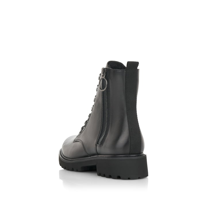 Schwarze remonte Damen Biker Boots D8671-01 mit einer besonders leichten Sohle. Schuh von hinten