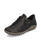 Schwarz-bronzene remonte Damen Schnürschuhe R1402-07 mit einem Reißverschluss. Schuh seitlich schräg.