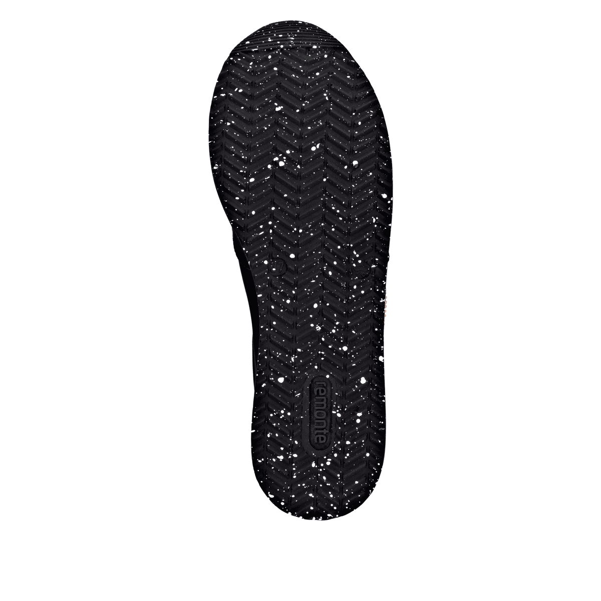 Schwarze remonte Damen Sneaker D1330-03 mit goldenen Details. Schuh Laufsohle.