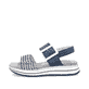 Blaue vegane remonte Riemchensandalen D1J53-14 mit einem Klettverschluss. Schuh Außenseite.