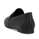 Schwarze remonte Damen Loafer D0K02-01 mit einem Gummizug. Schuh von hinten.