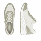 Grünweiße vegane remonte Damen Sneaker D0T01-82 mit einem Reißverschluss. Schuh von oben, liegend.