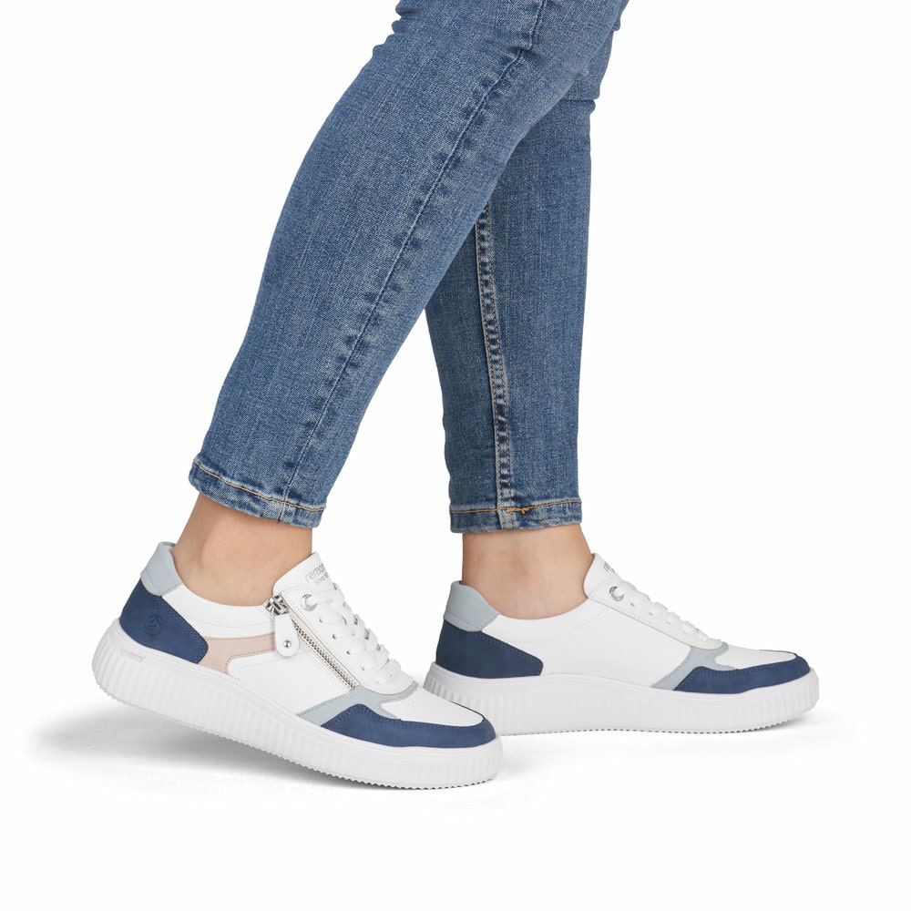 Chaussures à lacets remonte blanches femme D3E05-80 avec fermeture éclair. Chaussure au pied.