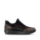 Vegane, schwarz-bronzene remonte Damen Slipper D2V01-05 mit der lightsole+. Schuh Innenseite.