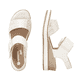 Beige remonte Keilsandaletten D6453-61 mit einem Klettverschluss. Schuh von oben, liegend.