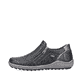 
Graphitschwarze remonte Damen Slipper R1428-03 mit einer dämpfenden Profilsohle. Schuh Außenseite