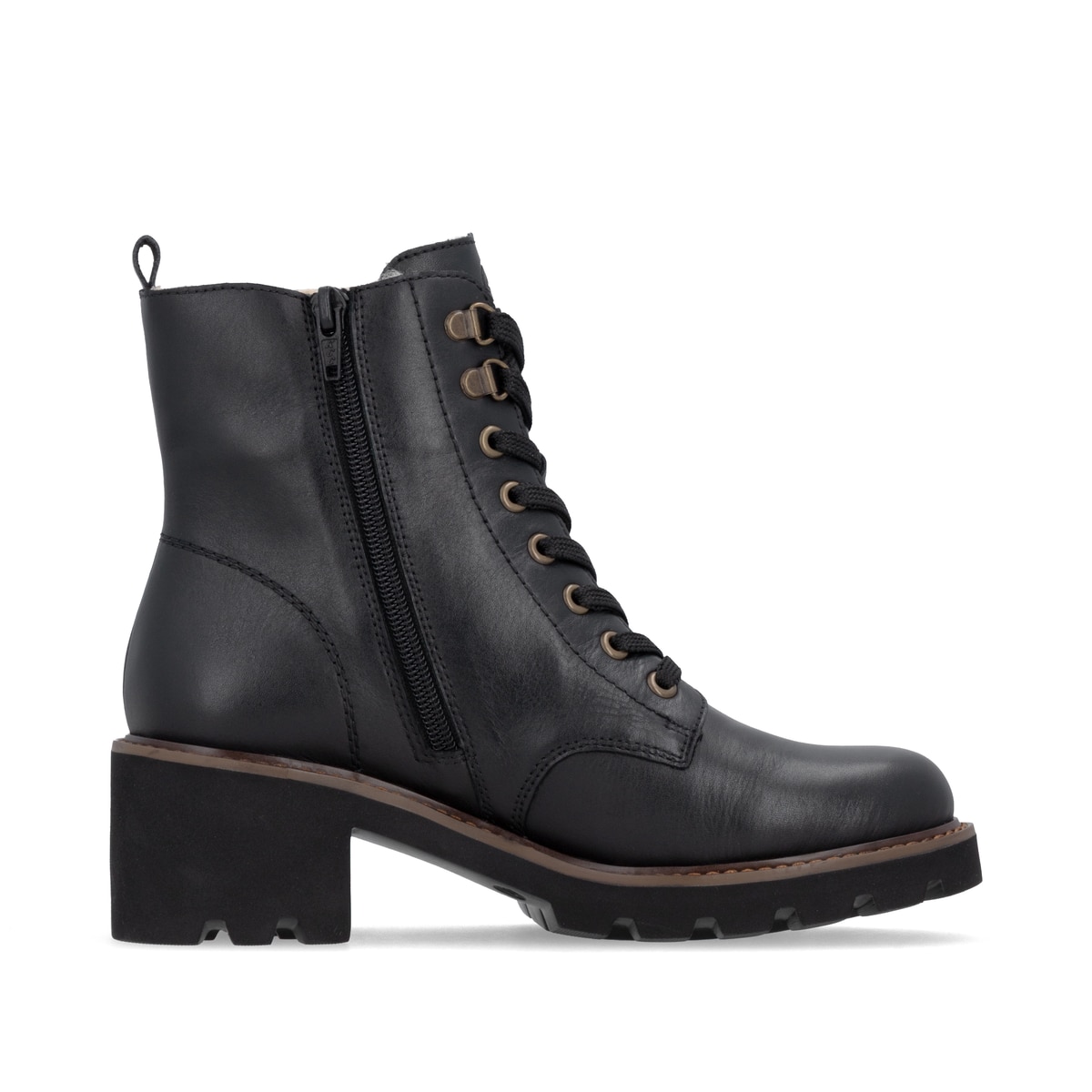 Schwarze remonte Damen Schnürstiefel D0A81-03 mit wasserabweisender TEX-Membran. Schuh Innenseite.