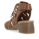 Braune remonte Riemchensandaletten R8776-24 mit einem Klettverschluss. Schuh von hinten.