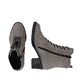 Graue remonte Damen Schnürstiefel D2A80-42 mit einem Reißverschluss. Schuh von oben, liegend.
