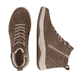 Braune remonte Damen Schnürstiefel D3Q70-26 mit wasserabweisender TEX-Membran. Schuh von oben, liegend.