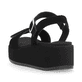 Schwarze remonte Damen Riemchensandalen D1N50-00 mit einem Klettverschluss. Schuh von hinten.