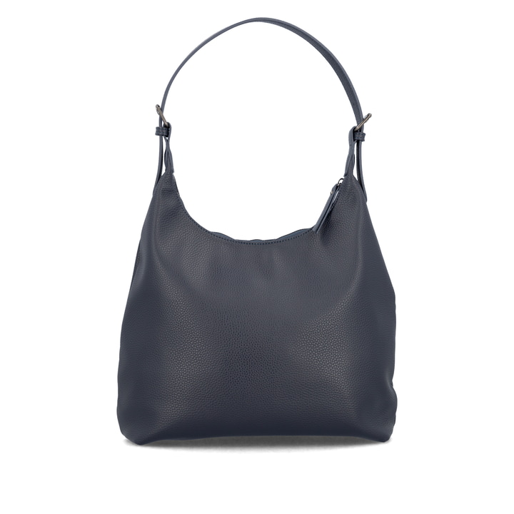 Sac bandoulière remonte Q0725-14 en bleu avec un compartiment principal spacieux, fermeture éclair et deux poches extérieures. Verso.