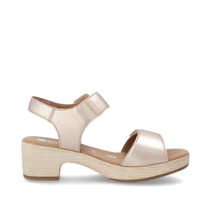 Metallische remonte Riemchensandaletten D0N52-90 mit einem Klettverschluss. Schuh Innenseite.