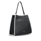 Cabas remonte Q0771-00 noir avec bordure crochetée, bretelles amovibles et poche intérieure amovible. Côté gauche.