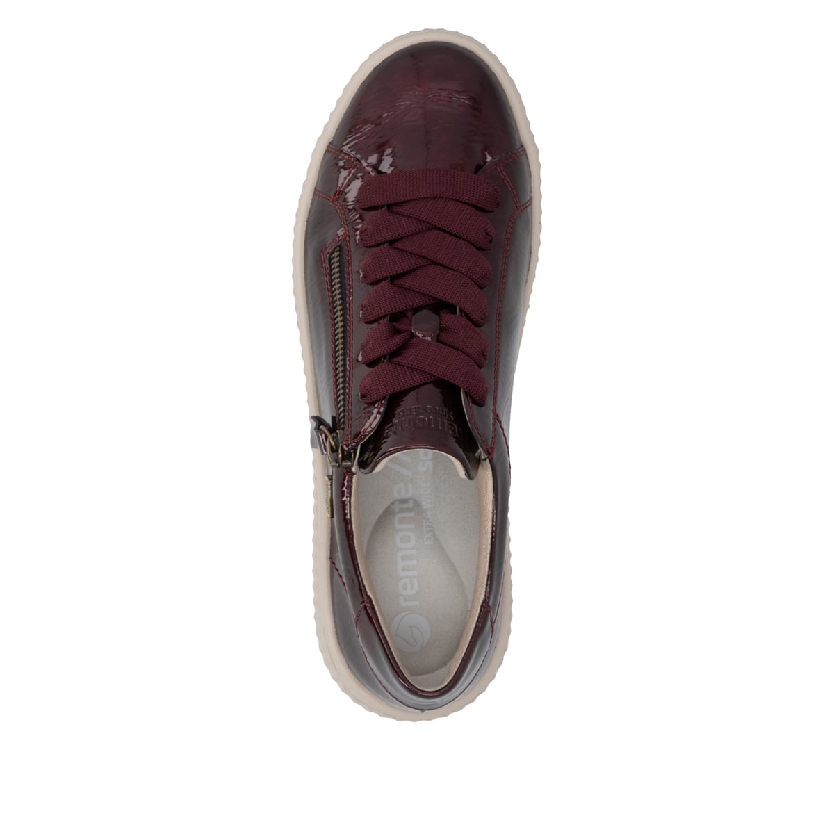 Baskets basses remonte rouges végan pour femmes D3E07-35. Chaussure vue de dessus.