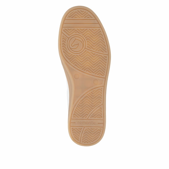 Weißbeige remonte Damen Sneaker D2C01-83 mit Schnürung sowie der Komfortweite G. Schuh Laufsohle.