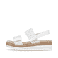 Silberne remonte Keilsandaletten D0Q63-91 mit einem Klettverschluss. Schuh Außenseite.
