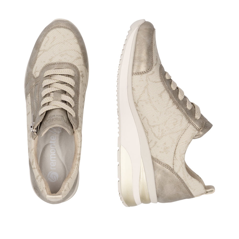 Baskets basses remonte métalliques pour femme D2401-61. Chaussure vue de dessus, couchée.