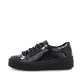 Baskets basses remonte noires pour femme D1C09-00 avec fermeture éclair. Côté extérieur de la chaussure.