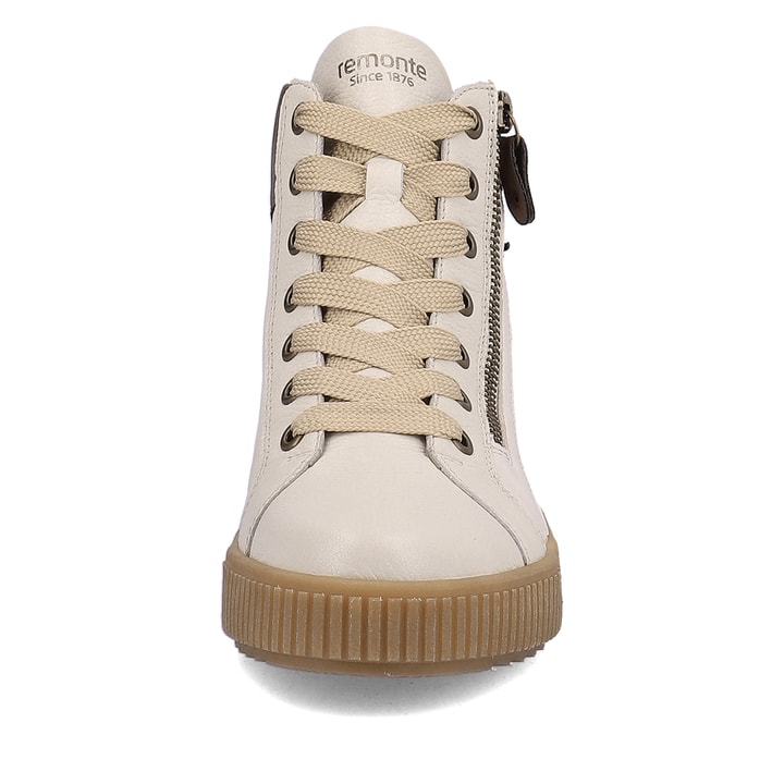 Sternenweiße remonte Damen Schnürstiefel R7997-80 mit Schnürung und Reißverschluss. Schuh von vorne.
